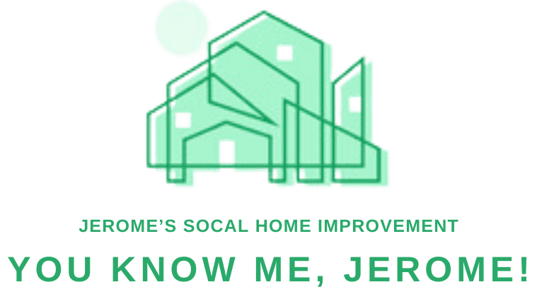 YOU KNOW ME, JEROME! Logo of Jerome's SoCal Home Improvement, displaying an abstract house design with the text "You Know Me, Jerome!" underneath.